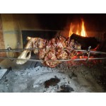 Spiedo a Rocca 4 Aste Inox Per Girarrosto Forno Barbecue Grill Camino